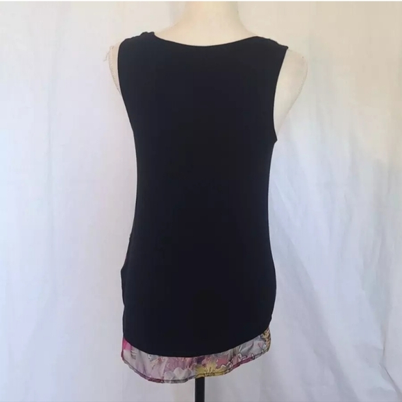 2 for $16 Desigual Black Floral Volantes Luka Sleeveless Tank Top XS - Picture 6 of 7